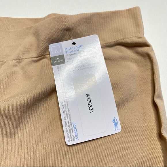 Jockey Microfiber Mid-Length Slipshort Microfiber Stretch Skimmies Nude Sz S NWT - Picture 5 of 7